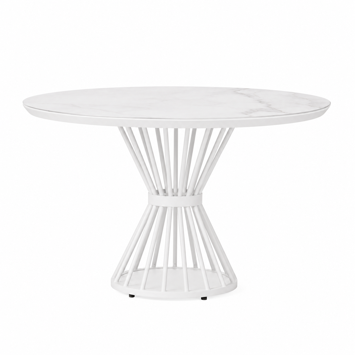 Lloyd Flanders Universal Accessories 47" Round Dining Table — Matte White / White Marble — visual preview