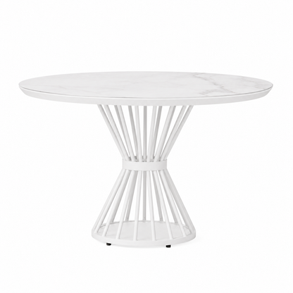 Lloyd Flanders Universal Accessories 47" Round Dining Table — Matte White / White Marble — visual preview