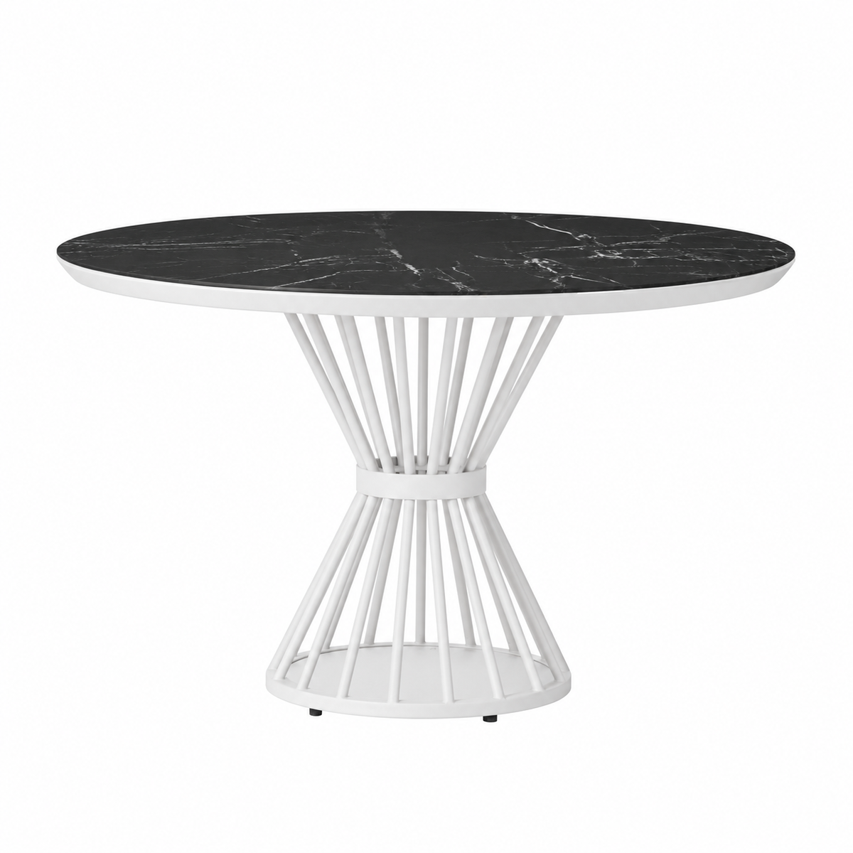 Lloyd Flanders Universal Accessories 47" Round Dining Table — Matte White / Black Marble — visual preview