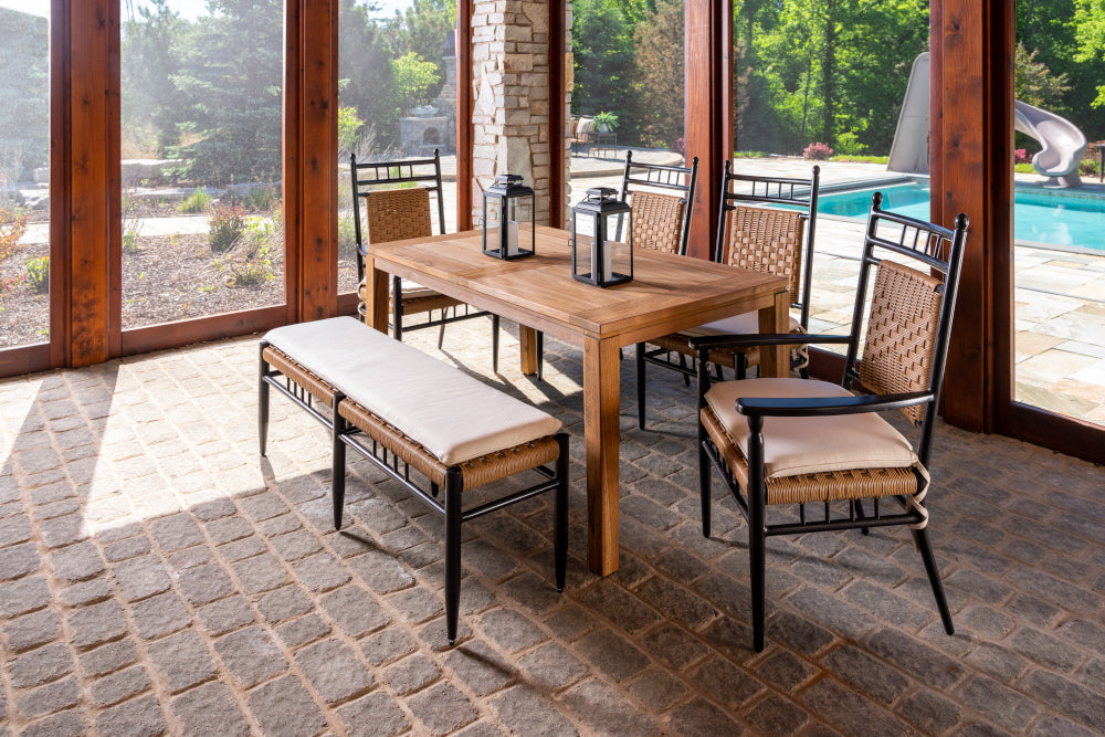 Lloyd Flanders Teak 63-84" Butterfly Leaf Umbrella Dining Table — manufacturer product view 4
