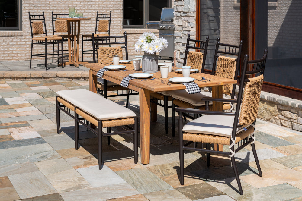 Lloyd Flanders Teak 63-84" Butterfly Leaf Umbrella Dining Table — manufacturer product view 5