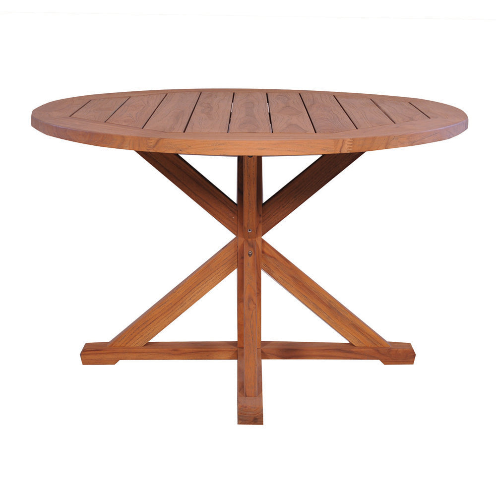 Lloyd Flanders Teak 48" Round Cross Base Dining Table — manufacturer product view 2
