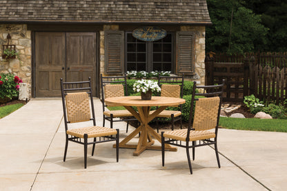 Lloyd Flanders Teak 48" Round Cross Base Dining Table — manufacturer product view 3