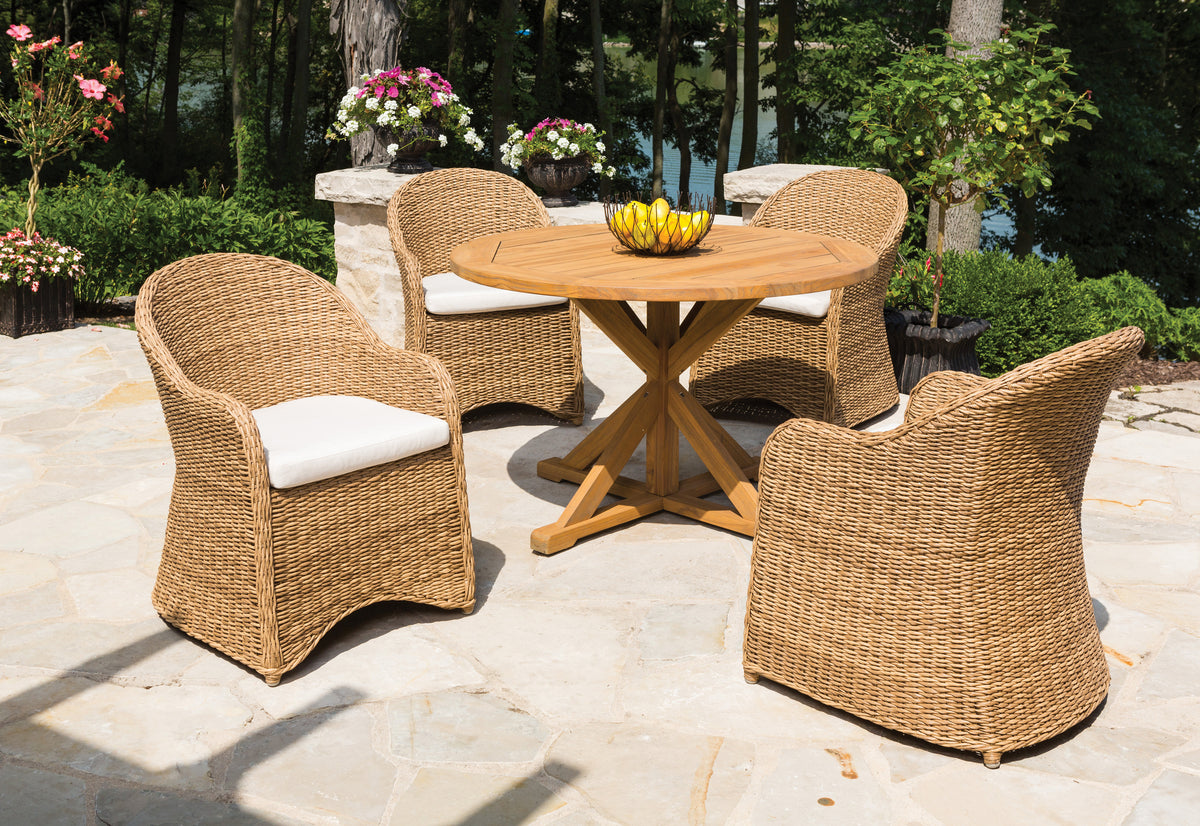 Lloyd Flanders Teak 48" Round Cross Base Dining Table — manufacturer product view 5