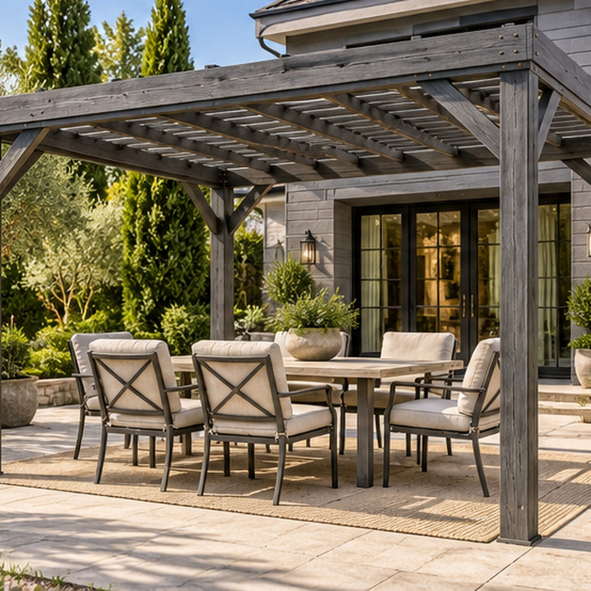 12x10ft Patio Grape Vine Gazebo, Outdoor Wooden Pergola