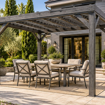 12x10ft Patio Grape Vine Gazebo, Outdoor Wooden Pergola